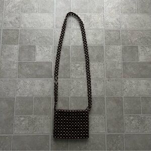 Boho Brown Wooden Bead Crossbody Bag